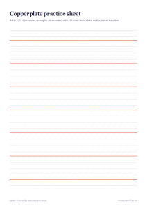 Copperplate practice sheet (3:2:3, 55° slant)